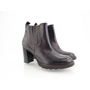 Paul Green Sahara Block Heel Chelsea Boot Black Leather Size 10.5 US 8 UK